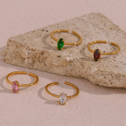 Shiny Oval Zircon Ring - Zafinne Jewelry