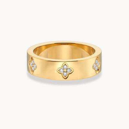 Sienna Gold Floral Band Ring - Zafinne Jewelry