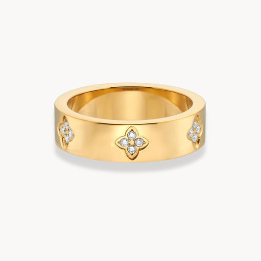 Sienna Gold Floral Band Ring - Zafinne Jewelry