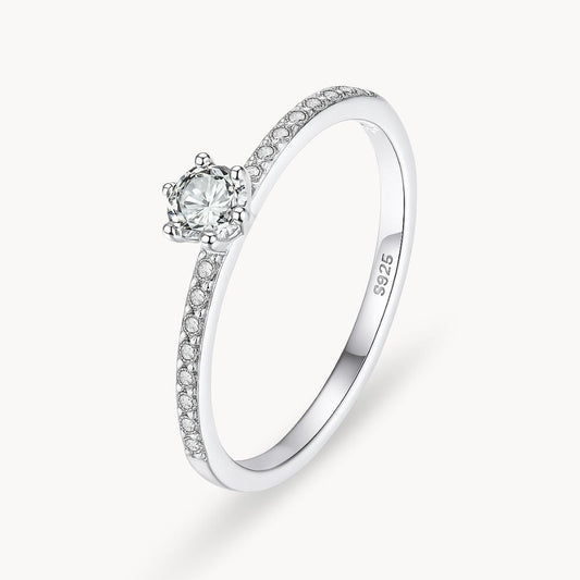 Silver Classic Round Crystal Ring - Zafinne Jewelry