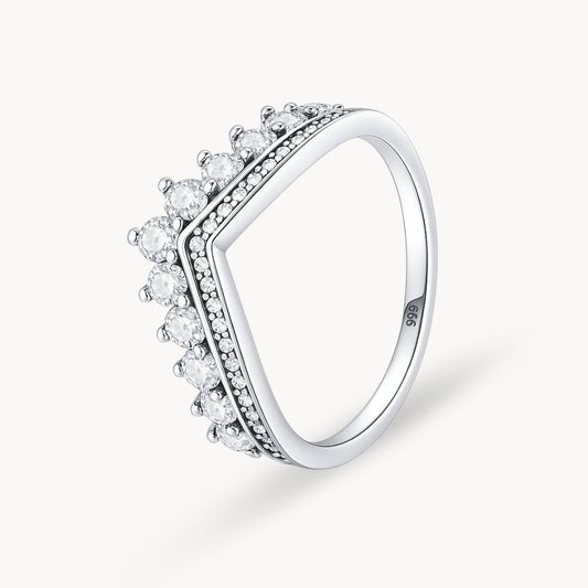 Silver Sparkle Crown Ring - Zafinne Jewelry
