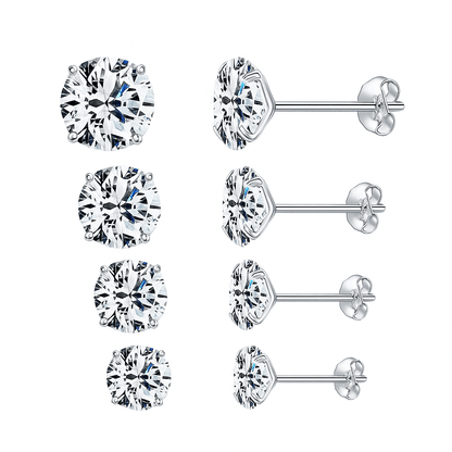 Silver Sparkling Earrings - Zafinne Jewelry
