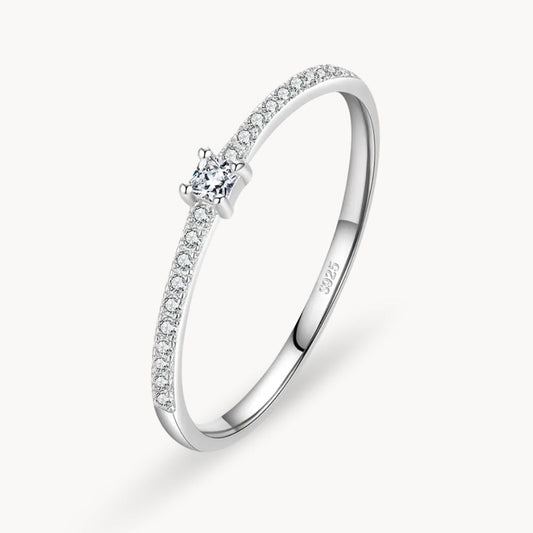 Silver Square Crystal Ring - Zafinne Jewelry