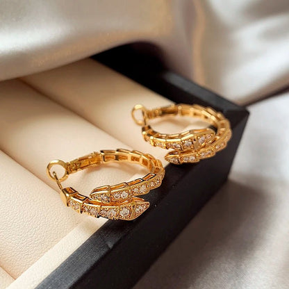 Snake Shaped Drop Earrings - Zafinne Jewelry