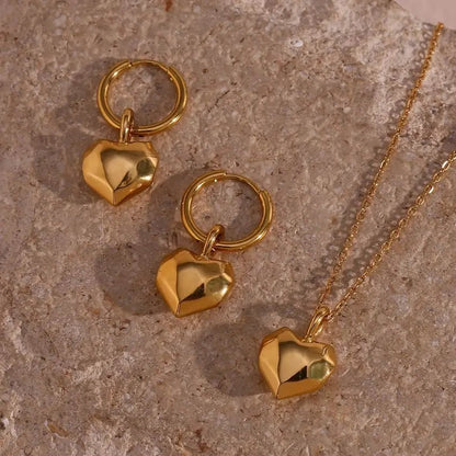Solid Cutted Heart Hoop Earrings - Zafinne Jewelry