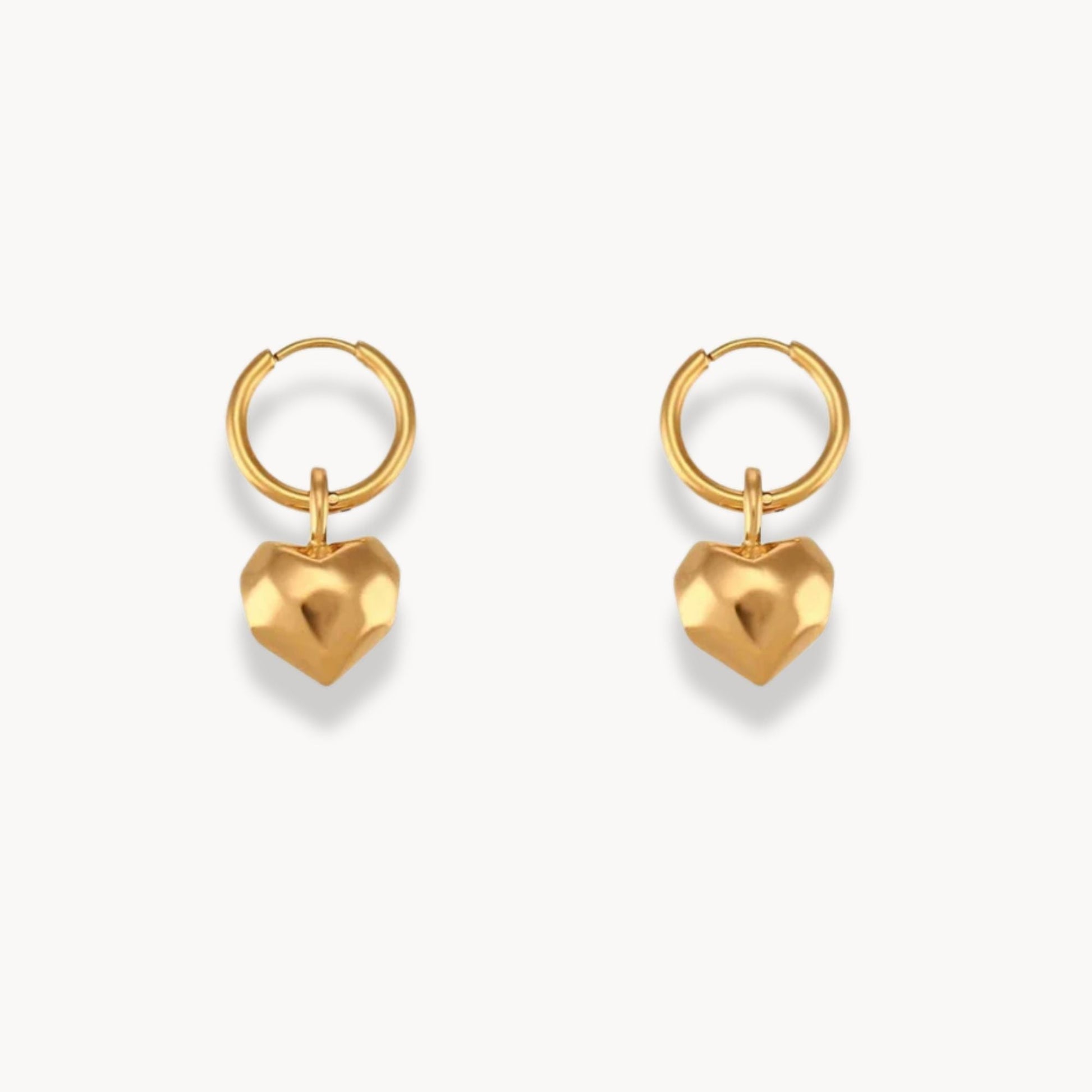 Solid Cutted Heart Hoop Earrings - Zafinne Jewelry