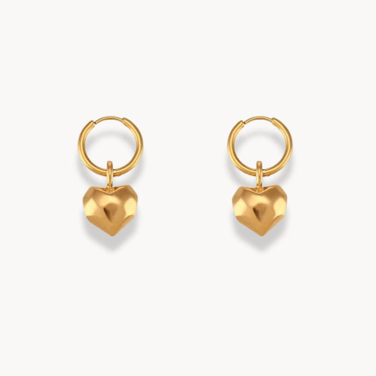 Solid Cutted Heart Hoop Earrings - Zafinne Jewelry
