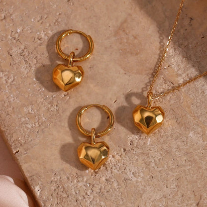 Solid Cutted Heart Hoop Earrings - Zafinne Jewelry
