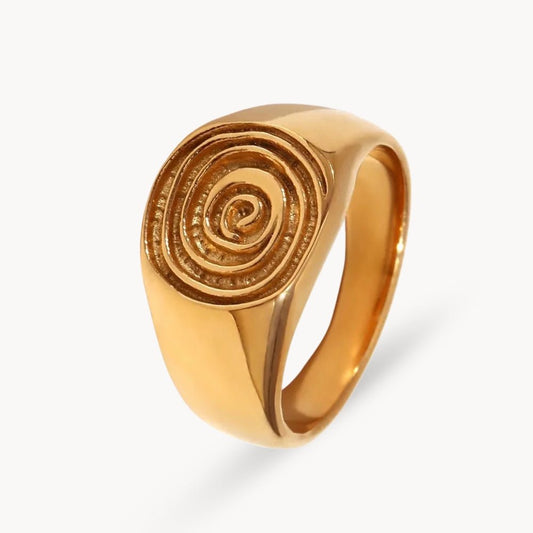 Spiral Signet Ring - Zafinne Jewelry