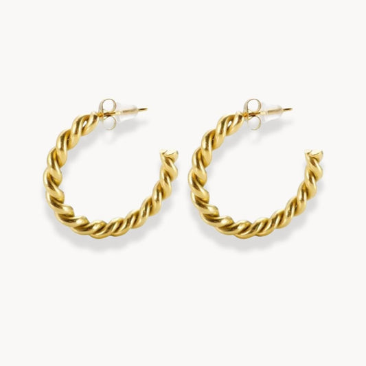Spiral Twist Hoop Earrings - Zafinne Jewelry