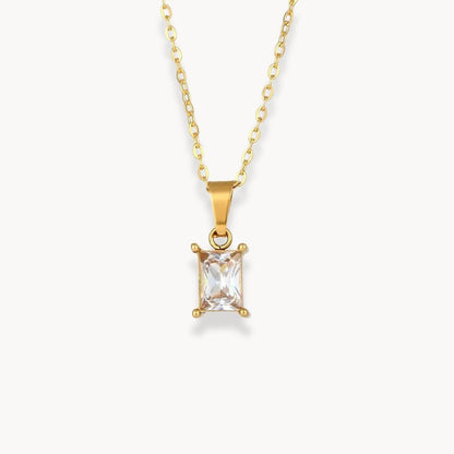 Square Stone Pendant Necklace - Zafinne Jewelry
