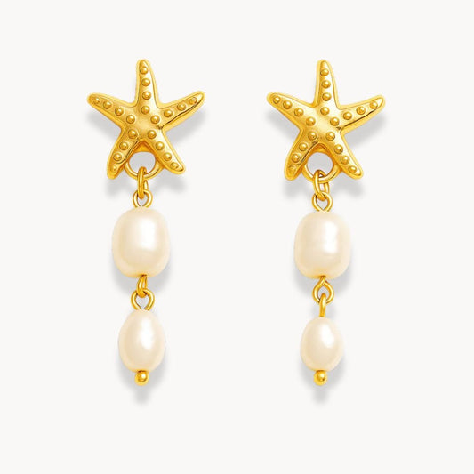 Starfish Pearl Pendant Earrings - Zafinne Jewelry
