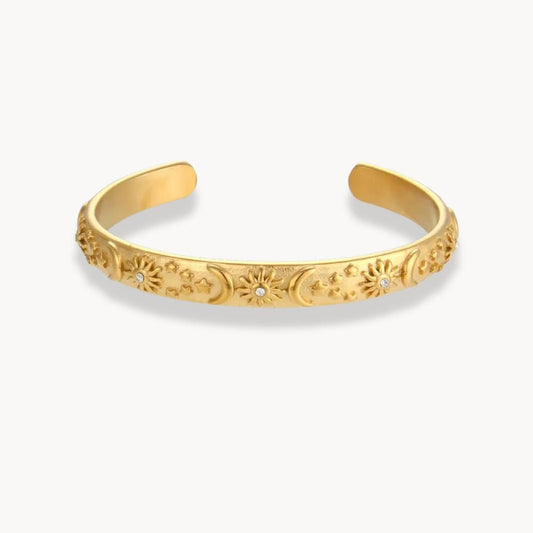 Sun Moon Star Cuff Bangle Bracelet - Zafinne Jewelry