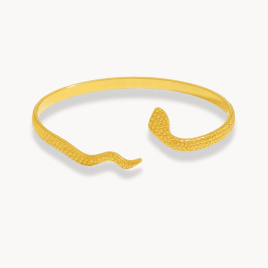 Texture Snake Gold Bangle Bracelet - Zafinne Jewelry