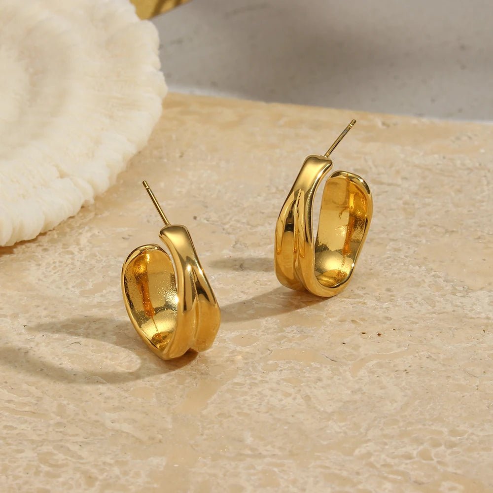 Twisted Gold Hoop Earrings - Zafinne Jewelry