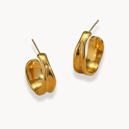Twisted Gold Hoop Earrings - Zafinne Jewelry