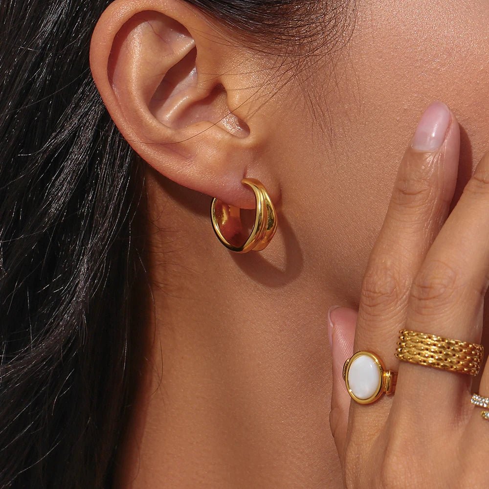 Twisted Gold Hoop Earrings - Zafinne Jewelry