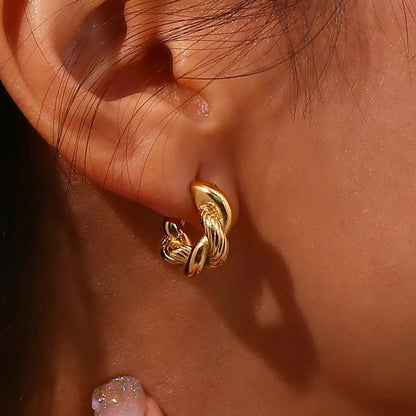 Twisted Hoop Earrings Gold - Zafinne Jewelry
