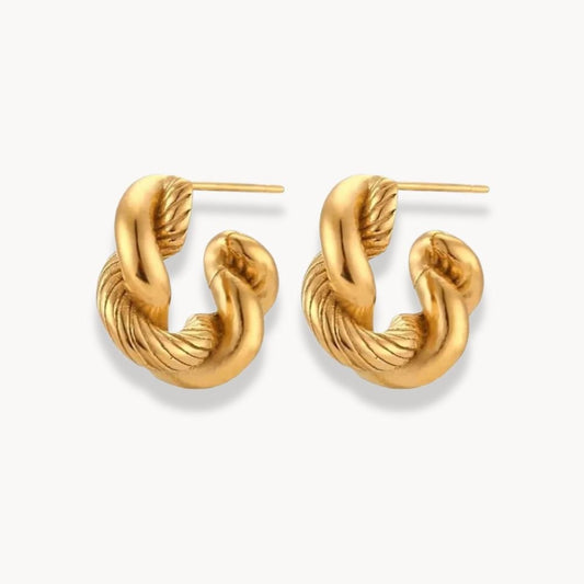 Twisted Hoop Earrings Gold - Zafinne Jewelry