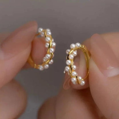 Twisted Pearl Hoop Earrings - Zafinne Jewelry