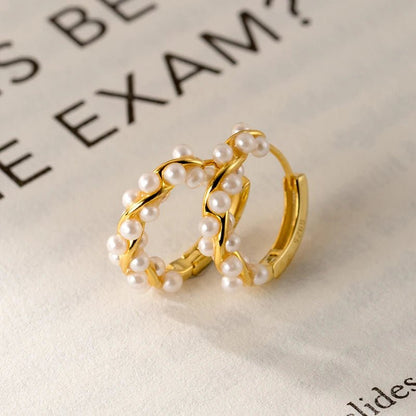 Twisted Pearl Hoop Earrings - Zafinne Jewelry