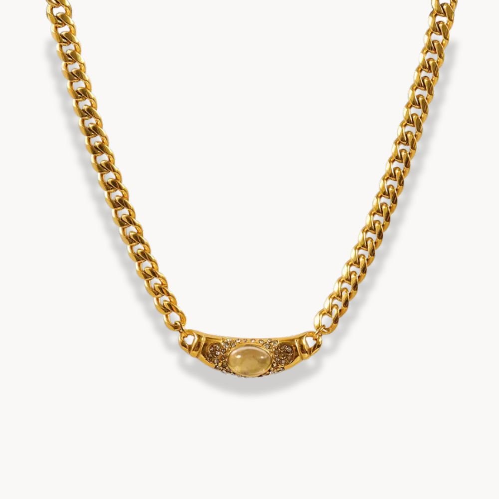 【VINTAGE HOLLYWOOD】Vine Half Chain Necklace_VH2479NE003M Classic Cable Chain | Women's 14K Gold Necklace
