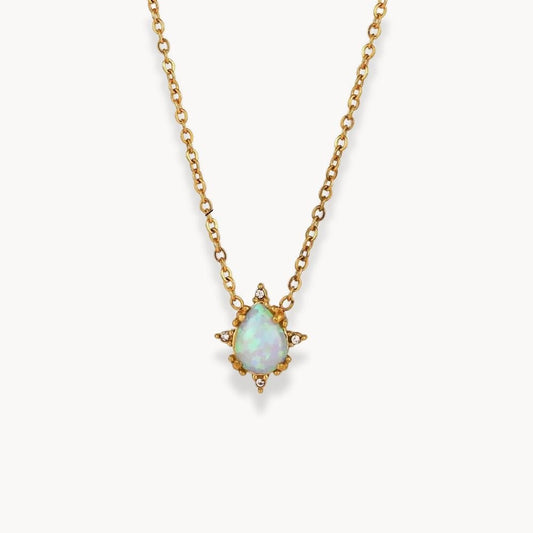 Waterdrop Blue Opal Stone Necklace - Zafinne Jewelry