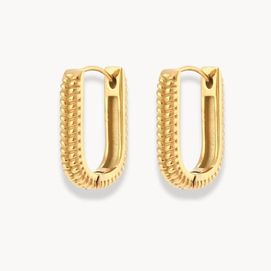 Wheat Texture Gometric Hoop Earrings - Zafinne Jewelry