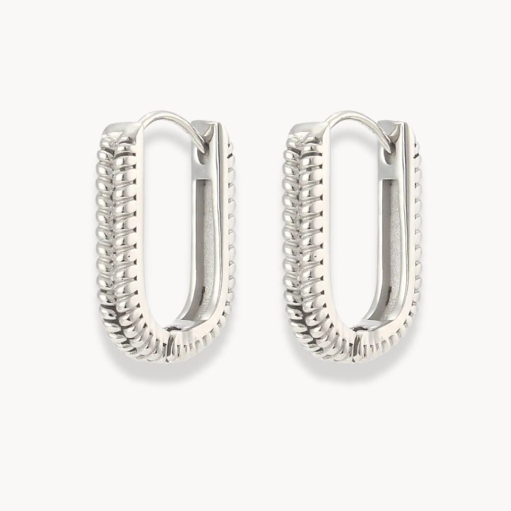 Wheat Texture Gometric Hoop Earrings - Zafinne Jewelry