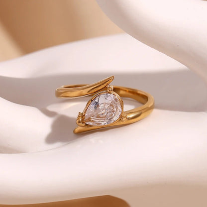Wing Shaped Water Drop Ring - Zafinne Jewelry