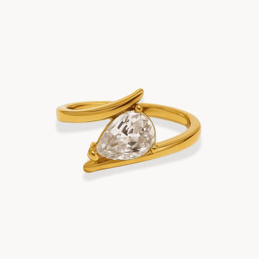 Wing Shaped Water Drop Ring - Zafinne Jewelry