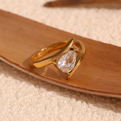 Wing Shaped Water Drop Ring - Zafinne Jewelry